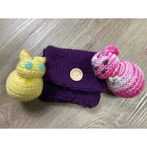 Handmade Knitted Cat Plushies with Cozy Coin Purse‎ Pouch Small Cute Gift